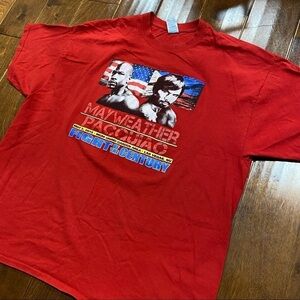 Mayweather Vs Paquio Boxing Match Las Vegas Red Tshirt Size 2XL